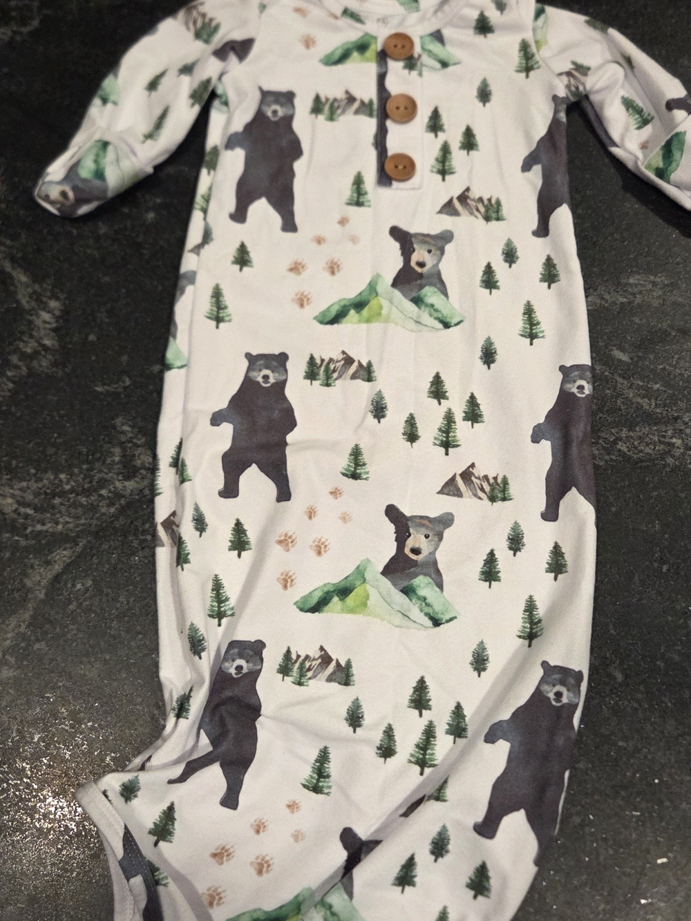 Caden Lane White Bear & Green Forest Print Sleep Sack with Wood Buttons
